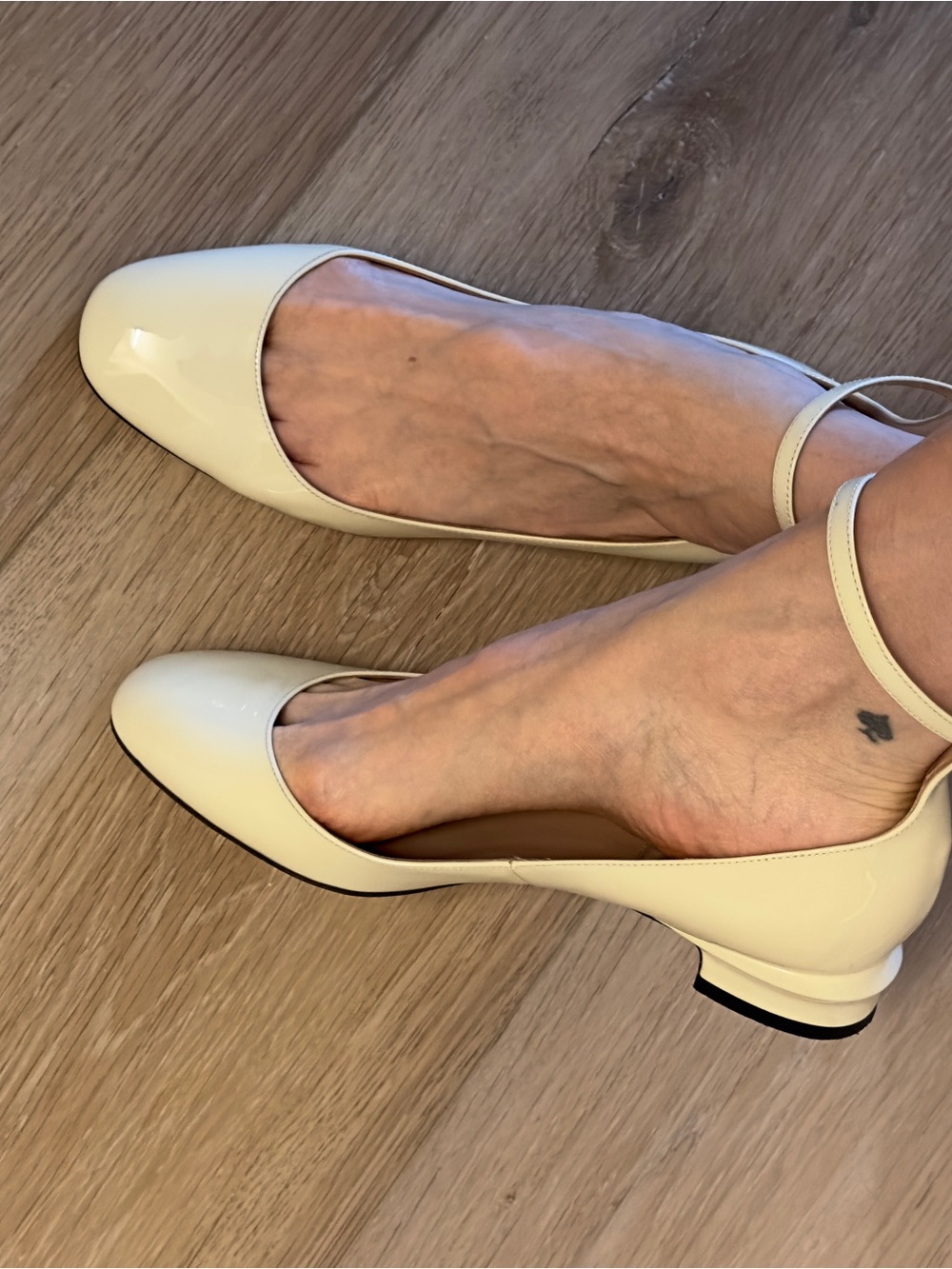 Valentino Garavani Cream Leather Ankle-Strap Low Heel Pumps - Picture 6 of 7